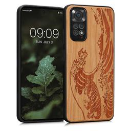 kwmobile Wood Case Compatible with Xiaomi Redmi Note 11 Pro OR Note 11 Pro5G Case  Cover Japenese Wave Brown