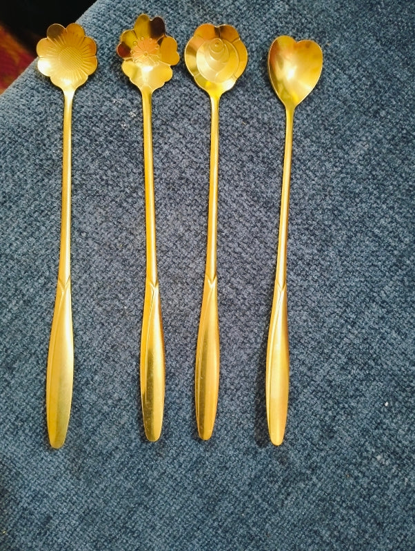 pack of 4 Long Handle Stainless Steel Dessert Spoon – Small Scoop