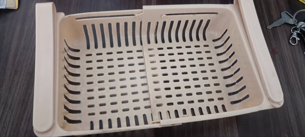 set of 2 Adjustable Fridge Storage Basket | Expandable Plastic Drawer Organizer