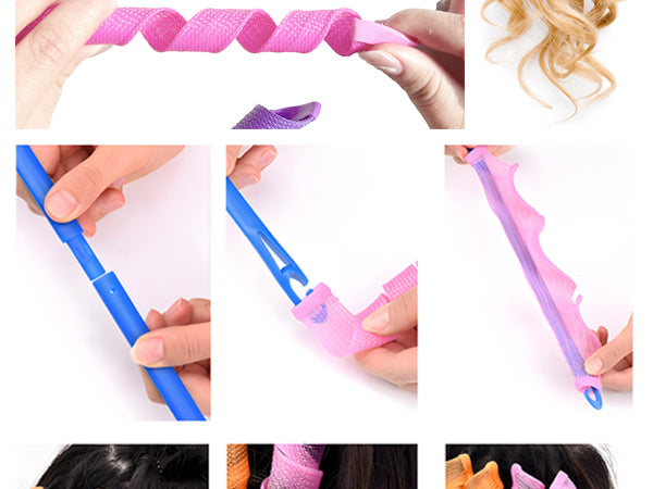 pack of 4 12pcs in each pack Heatless Spiral Hair Curlers – No-Heat Curling Rollers Styling Kit
