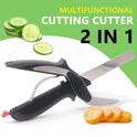2 in 1 Clever Cutting Knife – Stainless Steel Food Chopper & Kitchen Scissor