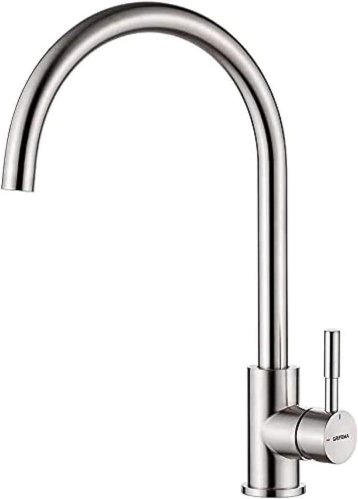 Faucema Irismart - Kitchen tap with 360° adjustable pipe, high, gray sink mixer (steel) [exclusive in Amazon]