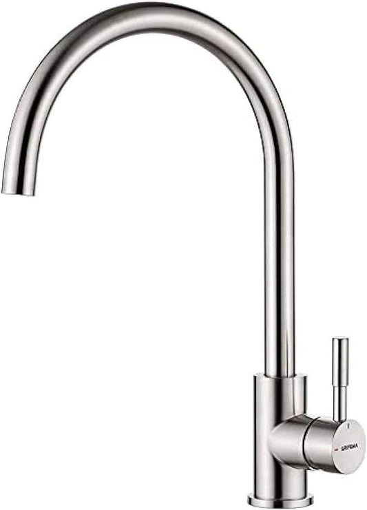 Faucema Irismart - Kitchen tap with 360° adjustable pipe, high, gray sink mixer (steel) [exclusive in Amazon]