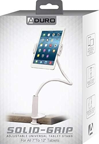 Aduro Solid-Grip iPad Stand Holder 360 Adjustable Universal Gooseneck Lazy Tablet Stand for Desk – Swivel Durable Rubberized Video Mount for Recording...