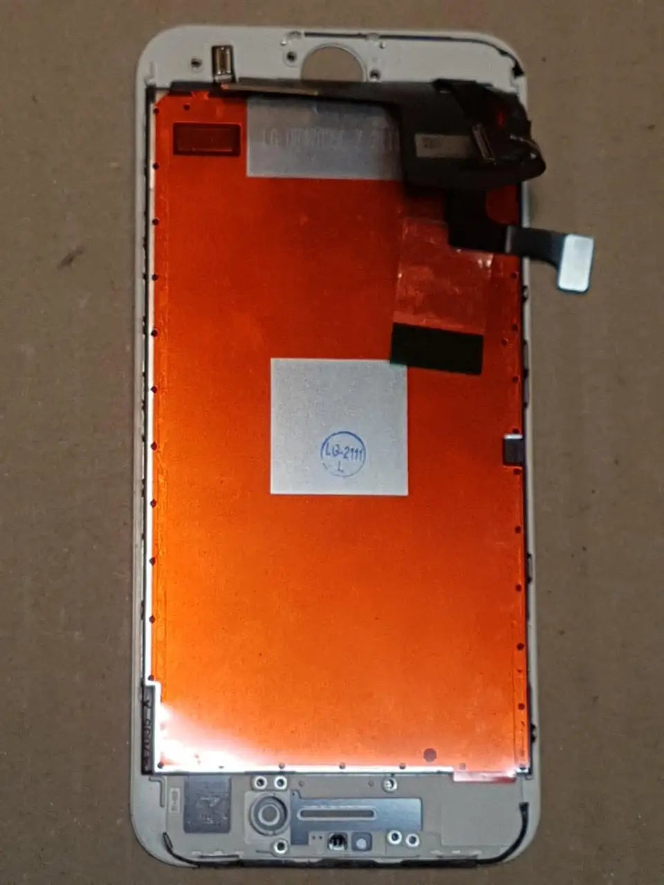 iPhone 8 white display with touchscreen and protective glass