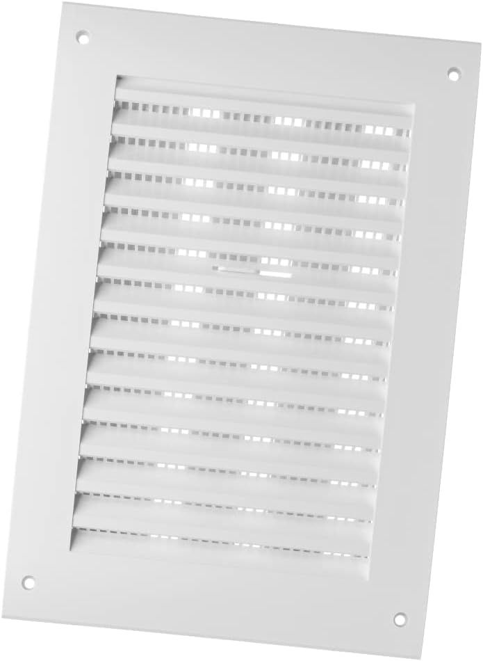 EUROPLAST 170x250mm / 6.7x10 inch Air Vent Cover - Adjustable Ventilation Grille with Flyscreen - ABS Plastic White