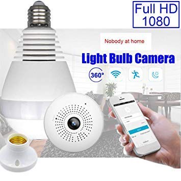 Hd Focus WiFi V380 Pro Fisheye 360° Panoramic Wireless CCTV Indoor WiFi Camera Led Bulb with Bulb Holder - Supports 64gb Sd Card (Not Included)