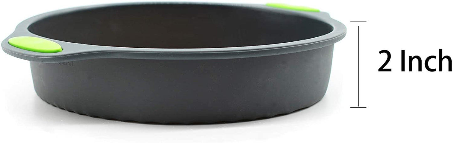 Nonstick Silicone Round Cake Pan 2 Pack, 9-Inch Food Grade Silicone Baking Pans, Oven-Microwave-Dishwasher Safe Silicone Bakeware Cake Molds