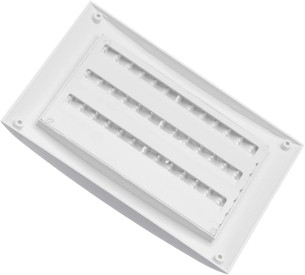 EUROPLAST 170x250mm / 6.7x10 inch Air Vent Cover - Adjustable Ventilation Grille with Flyscreen - ABS Plastic White