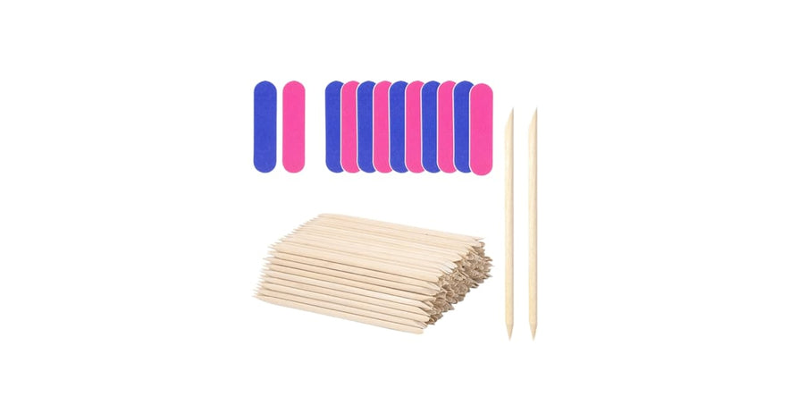 40/40 pcs Double-Sided Nail Buffer & Orange Wood Cuticle Sticks – Manicure & Pedicure Tools
