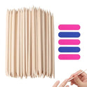 40/40 pcs Double-Sided Nail Buffer & Orange Wood Cuticle Sticks – Manicure & Pedicure Tools