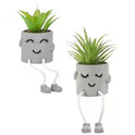 Cute Artificial Hanging Succulent Plant with Grey Cement Vase – Desk & Shelf Decor
