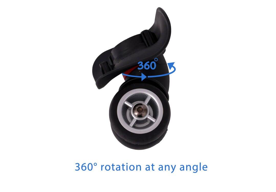 2 Pairs Luggage Suitcase Trolley Wheels with Axles – 49mm Black Replacement Set