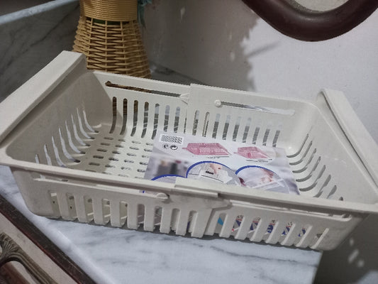 set of 2 Adjustable Fridge Storage Basket | Expandable Plastic Drawer Organizer
