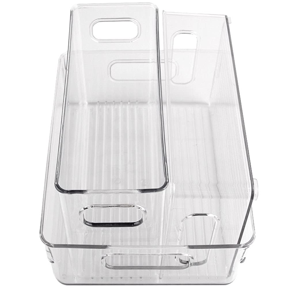 2 pcs Stackable Clear Storage Bins with Handles – Multi-Purpose