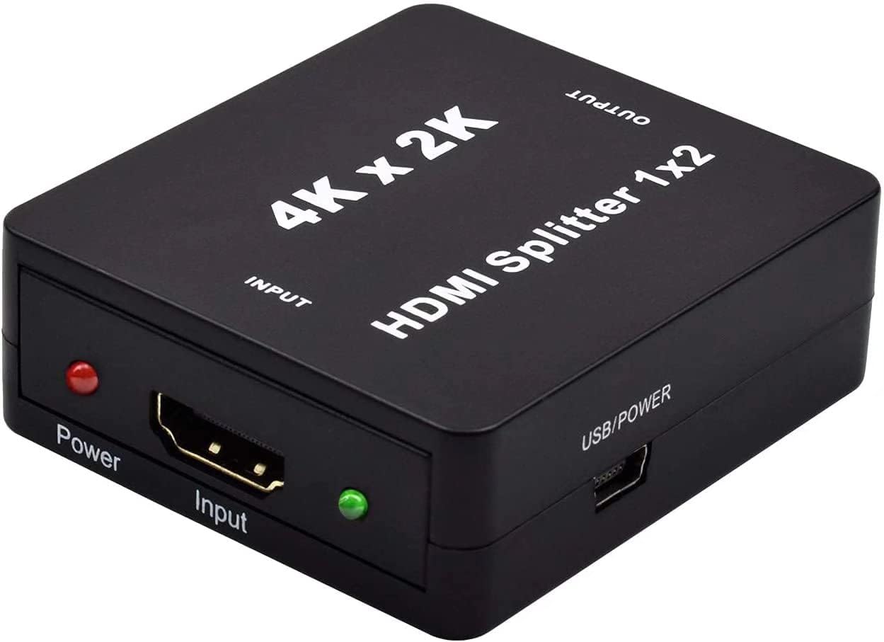 HDMI Splitter Snxiwth 4K HDMI Splitter 1 in 2 Out Supports HDCP, 4K, 3D, UHD, 1080P, HDMI Splitter 1 to 2 for Xbox, PS4, PS3, Blu-Ray Player, Firestick, HDTV