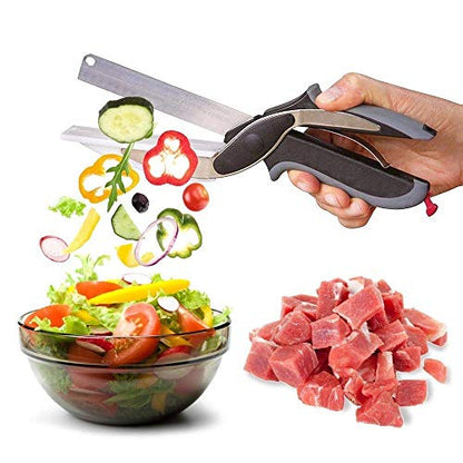 2 in 1 Clever Cutting Knife – Stainless Steel Food Chopper & Kitchen Scissor