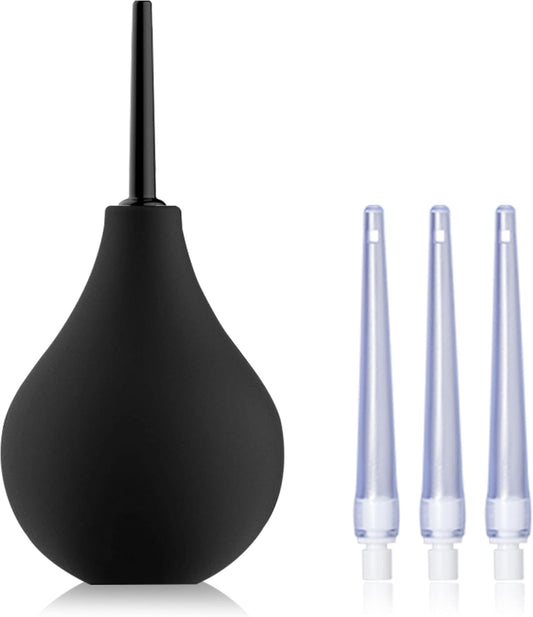 TopQuaFocus 8oz Enema Bulb Kit Clean Anal Douche for Men Women with 4 Replaceable Nozzles