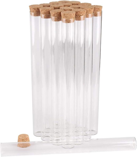 Pangyoo PYouo-Big Test Tubes, 15 Pieces Long Test Tubes, 55ml 22 * 220mm, with Cork Lids Glass Jars Glass Vials Small Glass Bottles, for DIY Craft Accessory