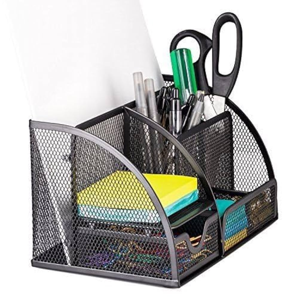 Metal Desk Organizer Pen Pencil Holder – Office Stationery Storage Stand