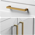 TooCust Brushed Brass Square Drawer Pulls 5 Pack, Modern Gold Cabinet Handles with 6-1/4 Inch (160mm) Hole Centers, Kitchen Cabinet Hardware and Dresser Pulls