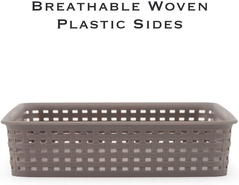 EZOWare Large Plastic Knit Storage Trays, Gray Drawer Divider Filing Bin for Office School Supplies Paper Organizer - Pack of 2 (13.8x9.8x2.4inch)