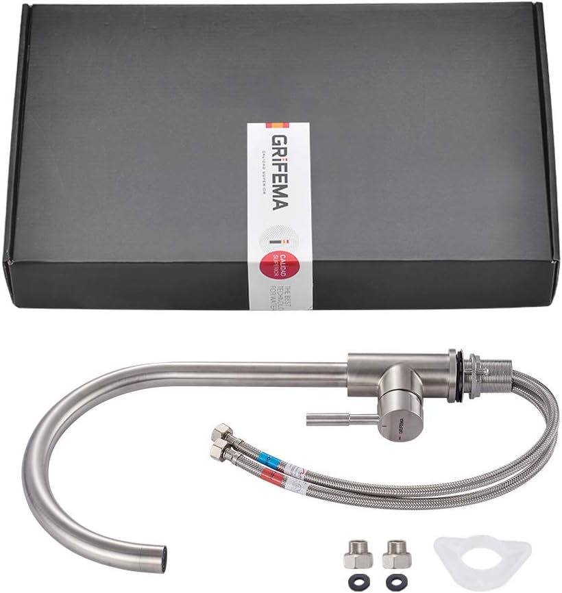 Faucema Irismart - Kitchen tap with 360° adjustable pipe, high, gray sink mixer (steel) [exclusive in Amazon]