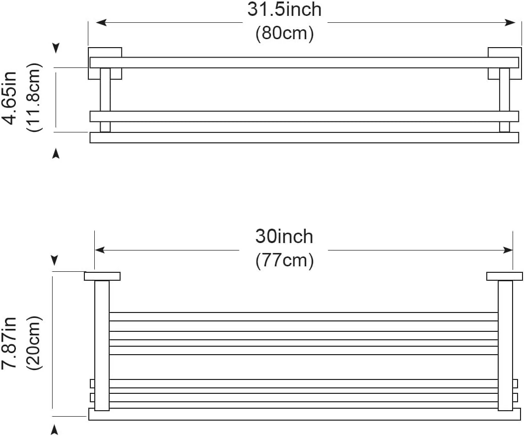 RTCUL Towel Rack for Bathroom 32 Inch Wall Mounted Towel Rack Brushed Gold Towel Shelf with Double Towel Bar SUS304 Stainless Steel Towel Holder for...