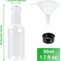 DAJAVE 50 Pack Mini Liquor Bottles, 1.7 fl oz Plastic Spirit Bottle with Black Screw Cap, Liquid Funnel for Easy Pouring, Filling, Miniature Bottles for...