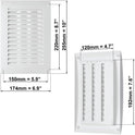 EUROPLAST 170x250mm / 6.7x10 inch Air Vent Cover - Adjustable Ventilation Grille with Flyscreen - ABS Plastic White