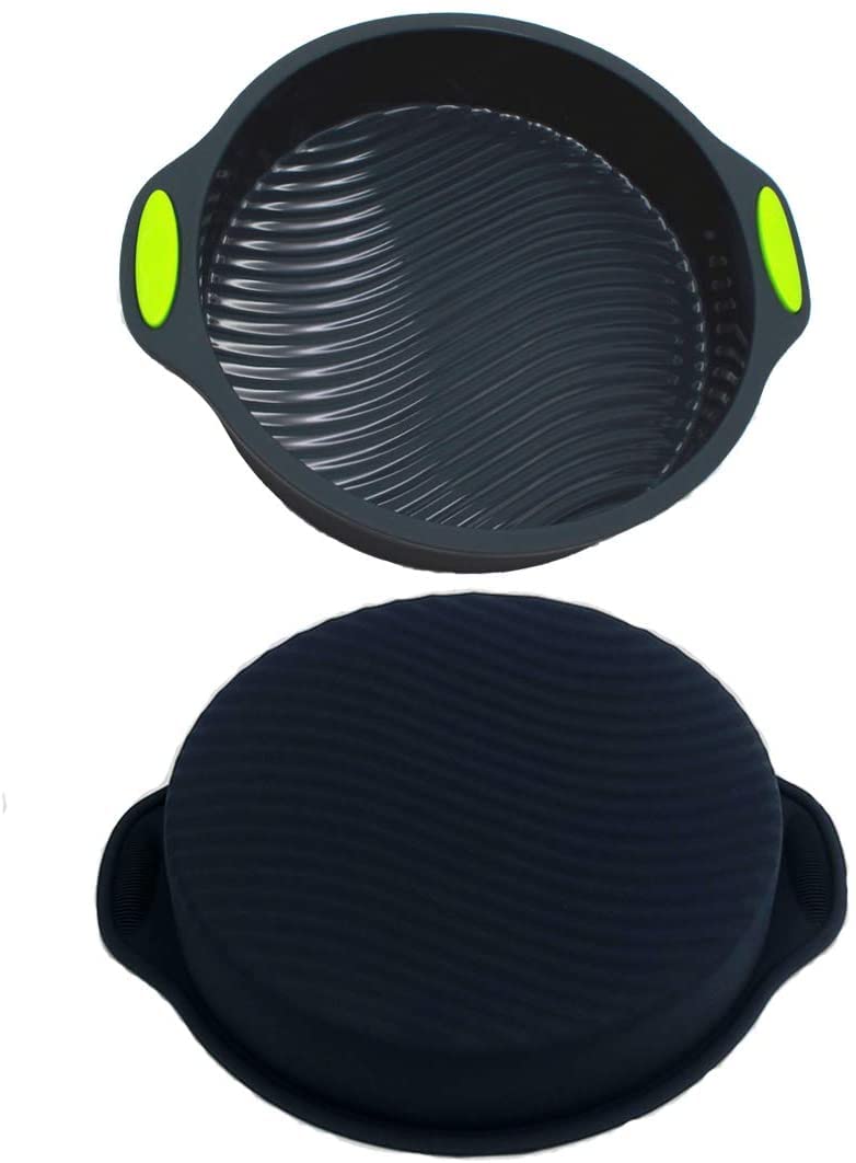 Nonstick Silicone Round Cake Pan 2 Pack, 9-Inch Food Grade Silicone Baking Pans, Oven-Microwave-Dishwasher Safe Silicone Bakeware Cake Molds