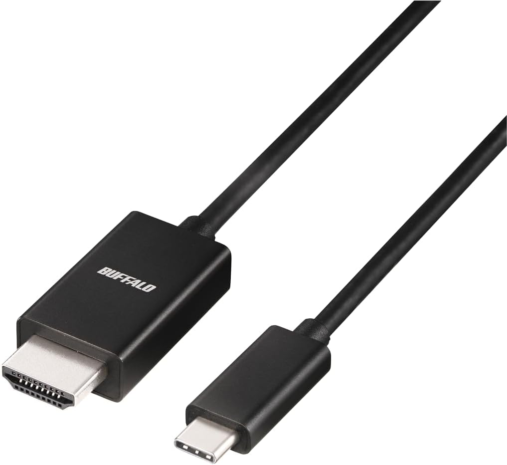 Buffalo BSCHD10BK/N USB Type-C to HDMI Converter Cable 3.3 ft (1 m) Support 4K (60Hz) Multi-Display Mirroring