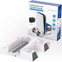 Aokicase PS5 Controller Charging Station – Dual Charger Dock with LED, Cooling Base & Headset Holder for PlayStation 5