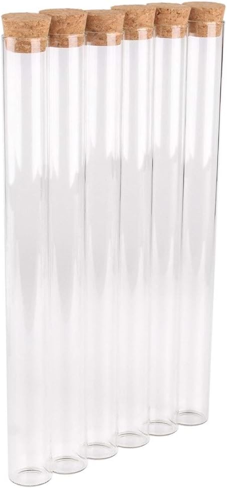 Pangyoo PYouo-Big Test Tubes, 15 Pieces Long Test Tubes, 55ml 22 * 220mm, with Cork Lids Glass Jars Glass Vials Small Glass Bottles, for DIY Craft Accessory