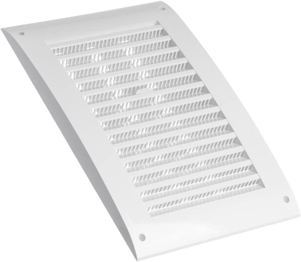 EUROPLAST 170x250mm / 6.7x10 inch Air Vent Cover - Adjustable Ventilation Grille with Flyscreen - ABS Plastic White