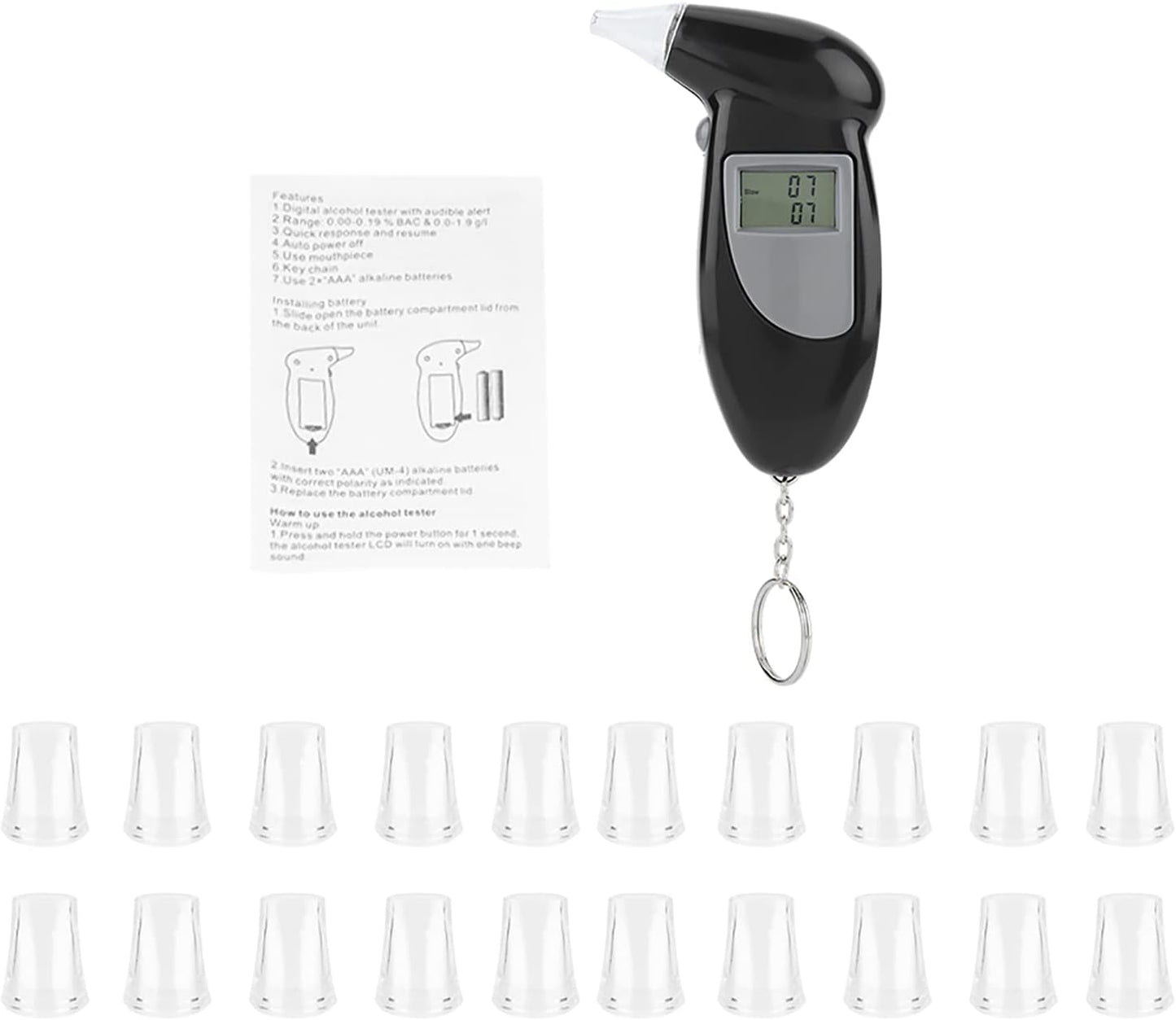 CHICIRIS Portable Digital Alcohol Breath Tester Keychain, LCD Screen Breath Analyzer, Small Size for Lightweight Travel, Audible Alert with Optional...