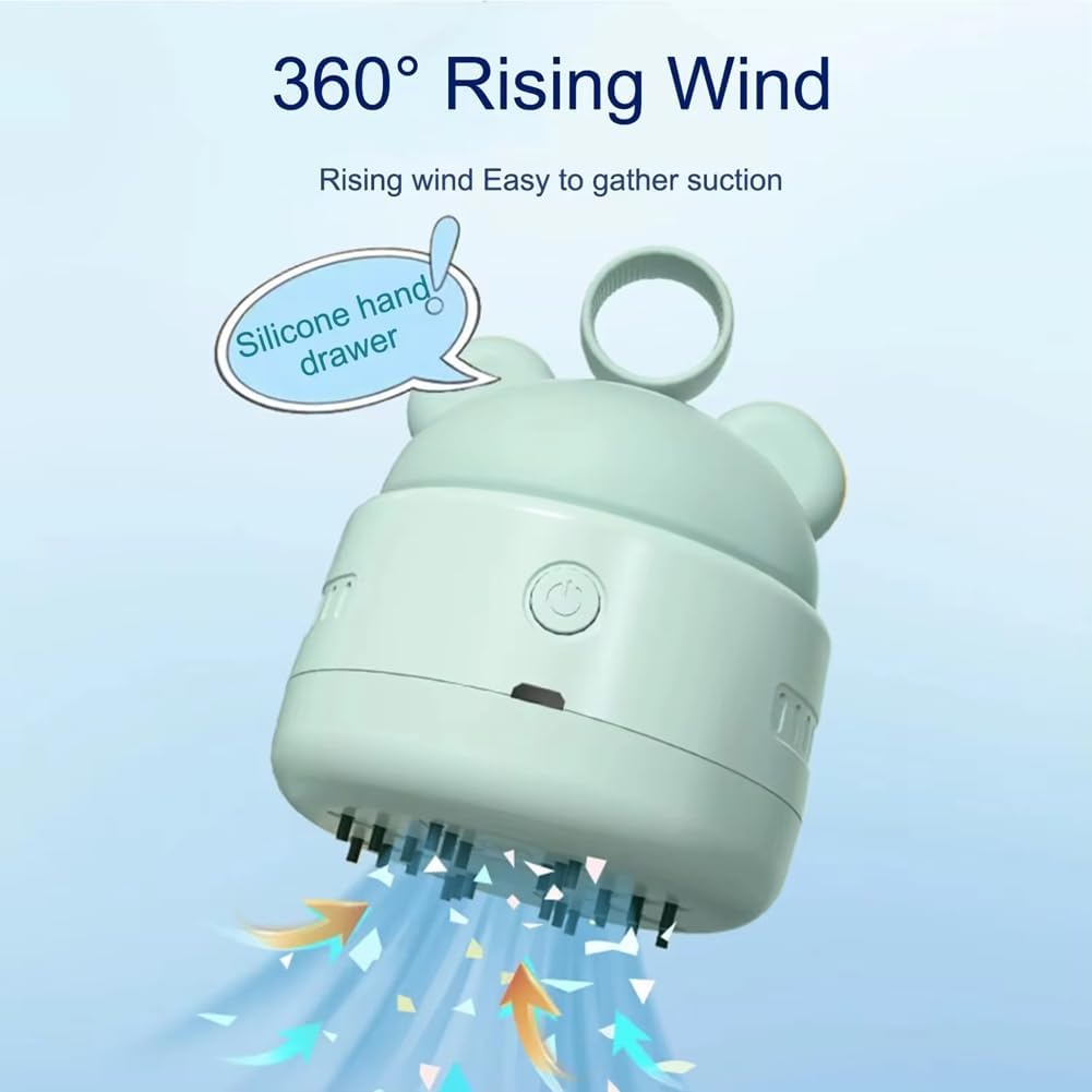 Vernijtrdy Cute Desktop Vacuum Cleaner Mini BearHead Ring Vacuum Cleaner for Cleaning Dust Crumbs Color