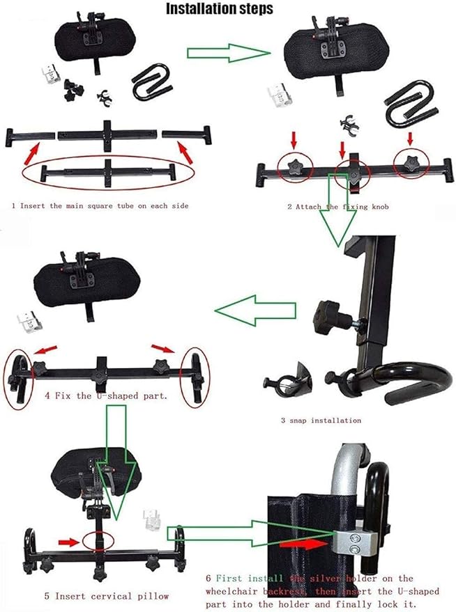 Adjustable Wheelchair Headrest Removable Easy Installation Lightweight Neck