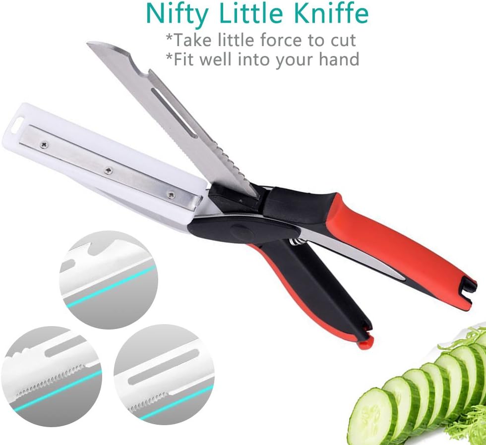 Vegetable Scissors and Food Cutter - Kitchen Shears With Cutting Board, Quick Slicer, Chopper for Meat and Vegetables