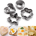 Cookie Cutters, Set of 12, Stainless Steel, Round Heart, Star, Flower, Cutter, Large, Medium, Small, Confectionery Tools, Christmas
