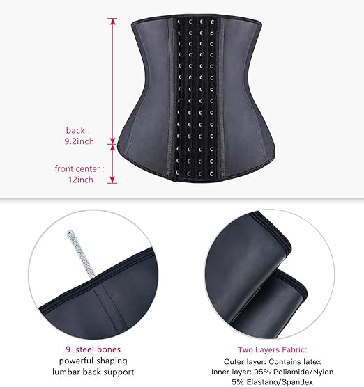 YIANNA Waist Trainer for Women Latex Underbust Waist Corsets Cincher Hourglass Body Shaper 4 Hooks