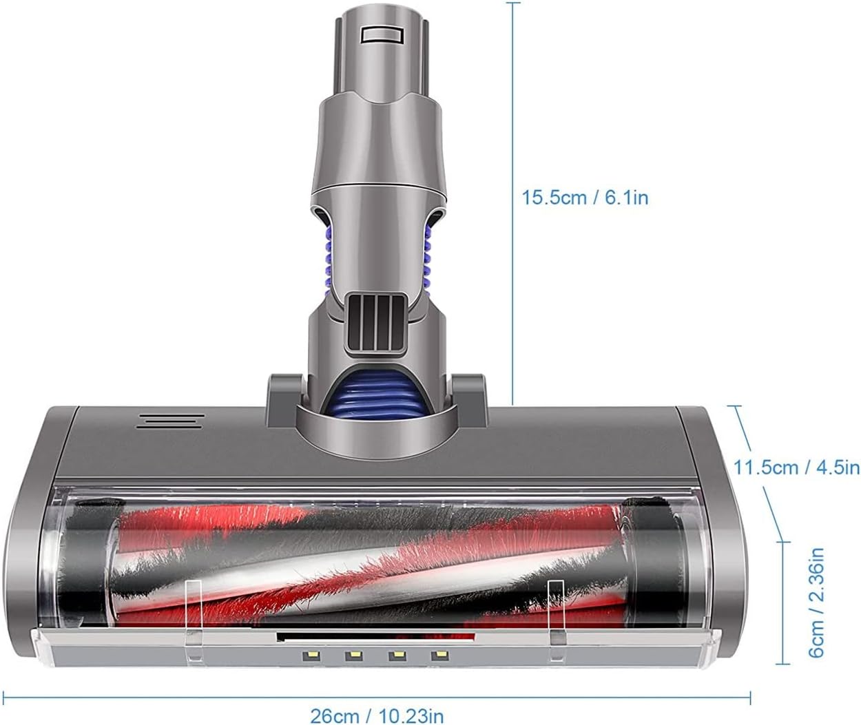 Hygieia LED Vacuum Cleaner Head for Dyson V6 Motorhead, Animal, Absolute, DC44, DC45, DC59 & More Vacuum Cleaners, Motorized Powerhead Attachment Tool...