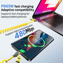 4-in-1 Spring Coiled Fast Charging Cable (2-Pack) – 65W USB-C PD Multi-Device Retractable Charger, USB-A & USB-C to USB-C/Lightning – 1.2m Cable for iPhone, Samsung, Laptop – Yellow & Green