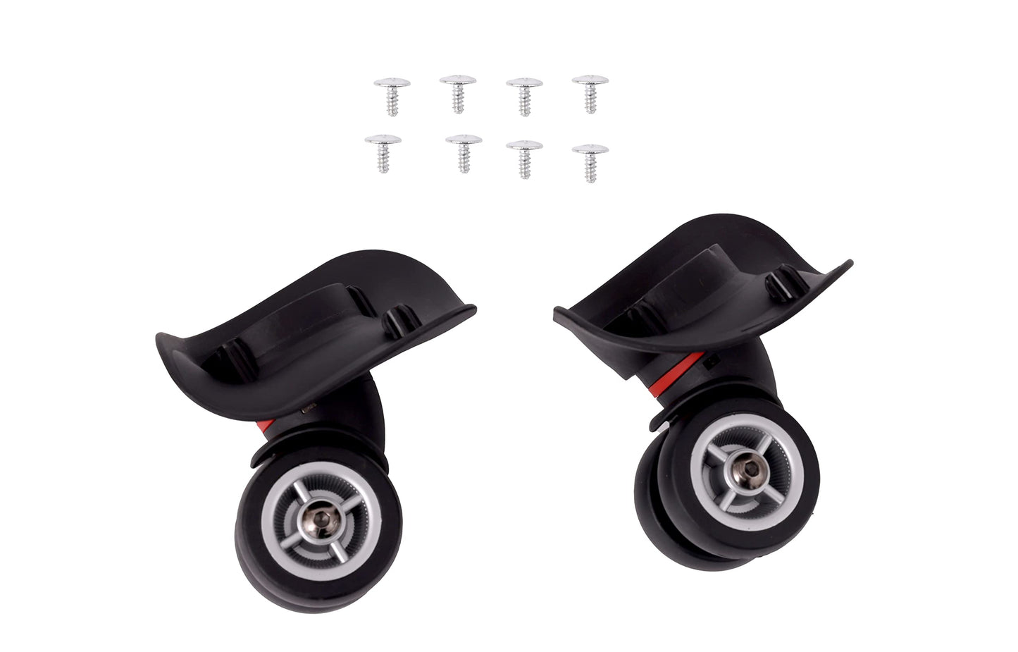 2 Pairs Luggage Suitcase Trolley Wheels with Axles – 49mm Black Replacement Set