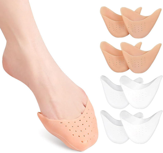 Toulifly Silicone Toe Protection, Lace Shoes, Silicone Gel Pads, 4 Pairs Breathable Toe Protection, for Ballet Pointe Shoes, Ballet Shoes, High Heel Pumps,...