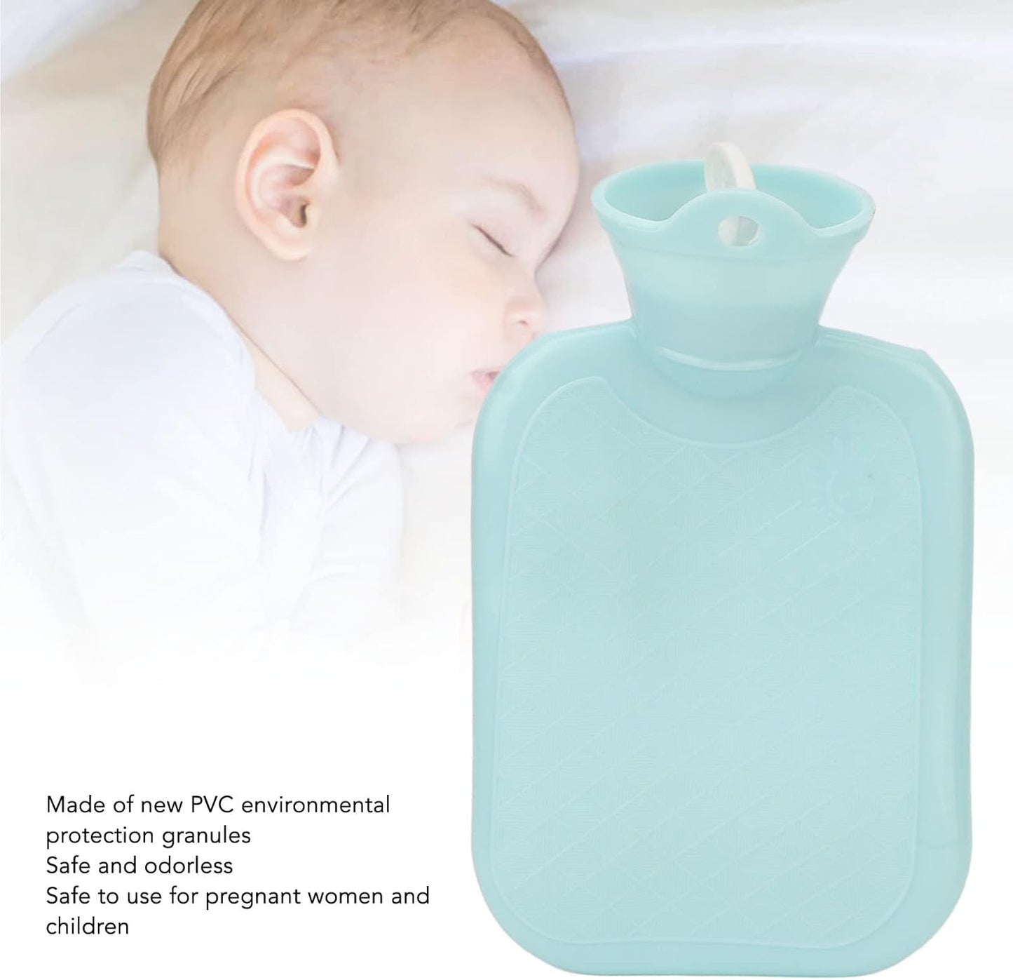 500ML Hot Water Bag, Thicken Soft PVC Hot Water Bag, Pressure Resistant Explosion Proof Portable Warm Water Bottle for Hand Back Neck (Blue)