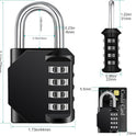 ZHEGE Padlock, Combination Lock 4 Digits, Outdoor Padlock Weatherproof for Gym Locker, Garden Fence Gate (Black)
