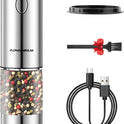 Advanfam Upgraded Larger Capacity Electric Salt and Pepper Grinder Stainless Steel Pepper Grinder with LED Light, Rechargeable Automatic Salt Pepper Mill...
