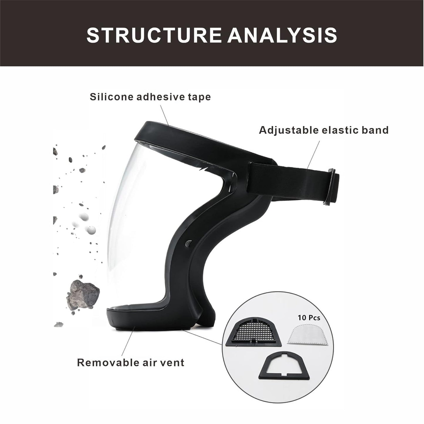 Transparent Anti-spray Face Shield Kitchen Protective Mask Splash-proof Full Face Cover Unisex Clear Goggles Kitchen Tools with PM2.5 filter