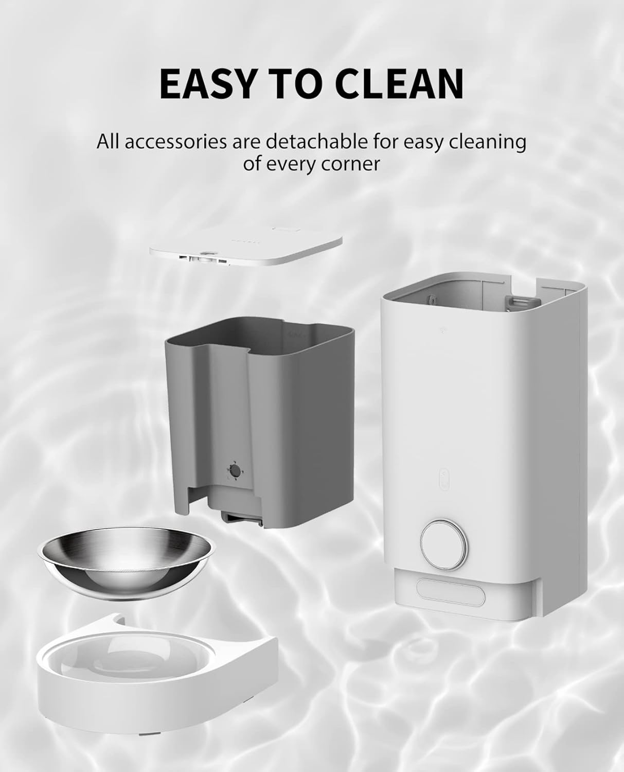 PETKIT Automatic Food Dispenser with Stainless Steel Bowl, APP Control, LED Display for Low Amount of Food, Cat Food Dispenser (Dog) - 2.8L